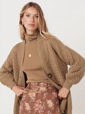 Spell Highland Chunky Knit Cardigan Sweater in Nutmeg